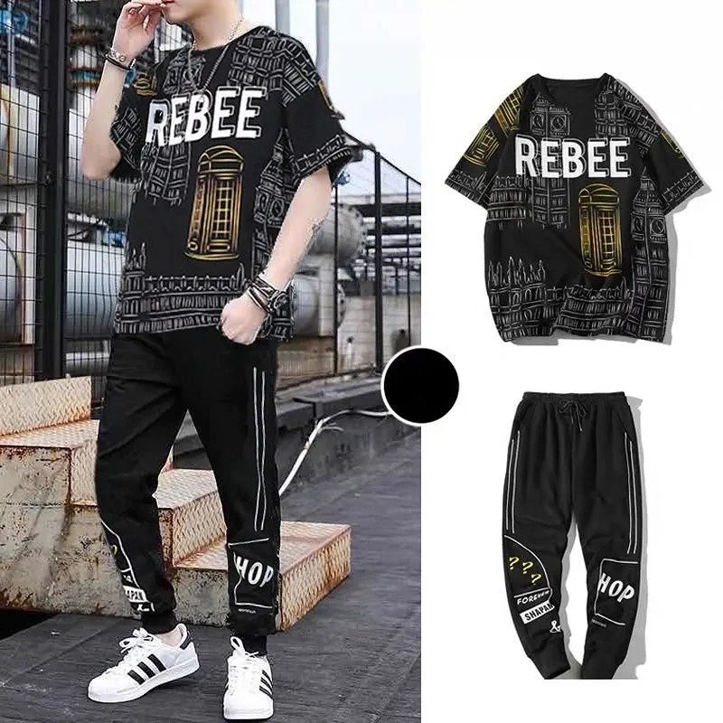 Drop Shoulder Mash T-Shirt and Trouser Combo for Man