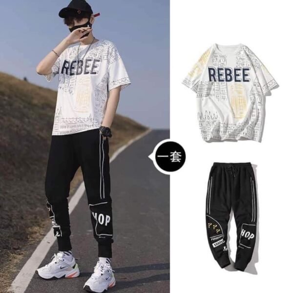 Drop Shoulder Mash T-Shirt and Trouser Combo for Man - Image 2
